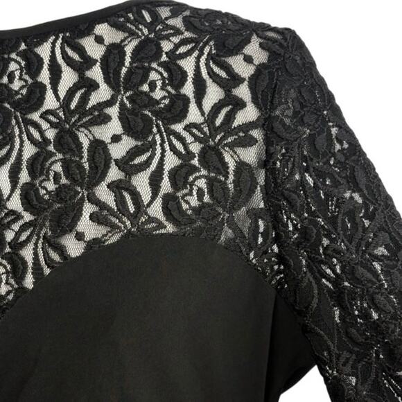 Evan Picone Formal Black Sheer Lace Yoke 3/4 Sleeve Sheath Dress Size 14 - Picture 5 of 15